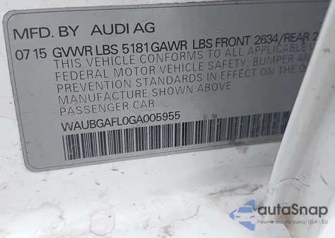 2016 Audi S4 3.0T Premium Plus from USA, damaged, VIN WAUBGAFL0GA005955